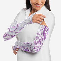 Polynesian Pattern With Plumeria Flowers Arm Sleeves Purple - Polynesian Pride