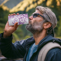 Purple Polynesian Pattern With Plumeria Flowers 4 in 1 Can Cooler Tumbler