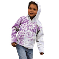 Polynesian Pattern With Plumeria Flowers Kid Hoodie Purple