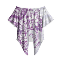 Polynesian Pattern With Plumeria Flowers Off Shoulder Wrap Waist Top Purple LT05 Purple - Polynesian Pride