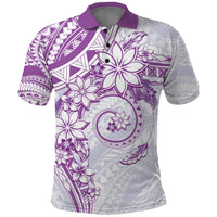 Polynesian Pattern With Plumeria Flowers Polo Shirt Purple