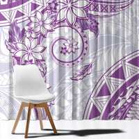 Polynesian Pattern With Plumeria Flowers Window Curtain Purple