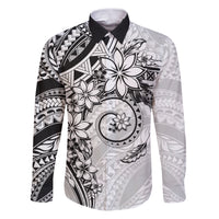 Polynesian Pattern With Plumeria Flowers Family Matching Puletasi and Hawaiian Shirt White