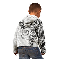 Polynesian Pattern With Plumeria Flowers Kid Hoodie White