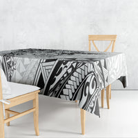 Polynesian Pattern With Plumeria Flowers Tablecloth White