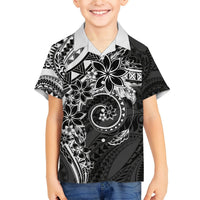 Polynesian Pattern With Plumeria Flowers Hawaiian Shirt Black LT05 - Polynesian Pride
