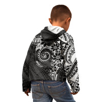 Polynesian Pattern With Plumeria Flowers Kid Hoodie Black