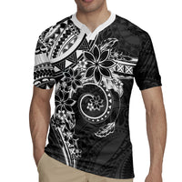 Polynesian Pattern With Plumeria Flowers Rugby Jersey Black