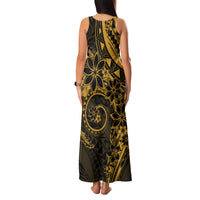 Polynesian Sunset Plumeria Family Matching Tank Maxi Dress and Hawaiian Shirt Gold Polynesian Tattoo