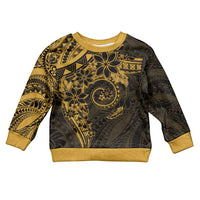 Polynesian Sunset Plumeria Kid Ugly Christmas Sweater Gold Polynesian Tattoo