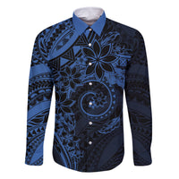 Polynesian Sunset Plumeria Family Matching Summer Maxi Dress and Hawaiian Shirt Navy Polynesian Tattoo LT05 Dad's Shirt - Long Sleeve Navy - Polynesian Pride