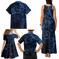 Polynesian Sunset Plumeria Family Matching Tank Maxi Dress and Hawaiian Shirt Navy Polynesian Tattoo