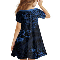 Polynesian Sunset Plumeria Kid Short Sleeve Dress Navy Polynesian Tattoo
