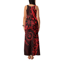 Polynesian Sunset Plumeria Family Matching Tank Maxi Dress and Hawaiian Shirt Red Polynesian Tattoo
