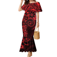 Polynesian Sunset Plumeria Mermaid Dress Red Polynesian Tattoo LT05 Women Red - Polynesian Pride