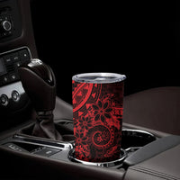 Red Polynesian Pattern With Plumeria Flowers Tumbler Cup