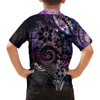 Polynesian Sunset Plumeria Family Matching Long Sleeve Bodycon Dress and Hawaiian Shirt Galaxy Polynesian Tattoo