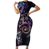 Polynesian Sunset Plumeria Family Matching Short Sleeve Bodycon Dress and Hawaiian Shirt Galaxy Polynesian Tattoo