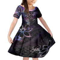 Polynesian Sunset Plumeria Family Matching Summer Maxi Dress and Hawaiian Shirt Galaxy Polynesian Tattoo LT05 Daughter's Dress Galaxy - Polynesian Pride