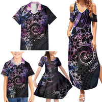 Polynesian Sunset Plumeria Family Matching Summer Maxi Dress and Hawaiian Shirt Galaxy Polynesian Tattoo LT05 - Polynesian Pride