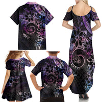 Polynesian Sunset Plumeria Family Matching Summer Maxi Dress and Hawaiian Shirt Galaxy Polynesian Tattoo LT05 - Polynesian Pride