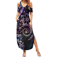 Polynesian Sunset Plumeria Family Matching Summer Maxi Dress and Hawaiian Shirt Galaxy Polynesian Tattoo LT05 Mom's Dress Galaxy - Polynesian Pride