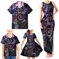 Polynesian Sunset Plumeria Family Matching Tank Maxi Dress and Hawaiian Shirt Galaxy Polynesian Tattoo