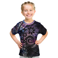 Polynesian Sunset Plumeria Kid T Shirt Galaxy Polynesian Tattoo
