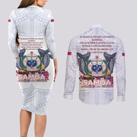 Samoa Independence Day Couples Matching Long Sleeve Bodycon Dress and Long Sleeve Button Shirt Samoa United For A New Beginning