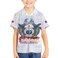 Samoa Independence Day Family Matching Mermaid Dress and Hawaiian Shirt Samoa United For A New Beginning LT05 Son's Shirt White - Polynesian Pride