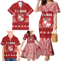Tonga King Tupou VI Day Family Matching Mermaid Dress and Hawaiian Shirt Traditional Tongan Kupesi Pattern LT05 - Polynesian Pride