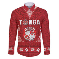Tonga King Tupou VI Day Family Matching Short Sleeve Bodycon Dress and Hawaiian Shirt Traditional Tongan Kupesi Pattern LT05 Dad's Shirt - Long Sleeve Red - Polynesian Pride