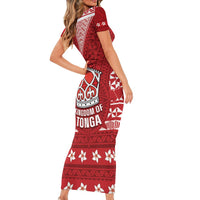 Tonga King Tupou VI Day Family Matching Short Sleeve Bodycon Dress and Hawaiian Shirt Traditional Tongan Kupesi Pattern LT05 - Polynesian Pride