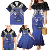 Custom Fiji Drua Family Matching Mermaid Dress and Hawaiian Shirt Fijian Tapa Pattern