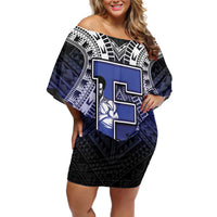 Custom Fiji Drua Family Matching Off Shoulder Short Dress and Hawaiian Shirt Fijian Tapa Pattern