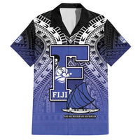 Custom Fiji Drua Family Matching Summer Maxi Dress and Hawaiian Shirt Fijian Tapa Pattern LT05 Dad's Shirt - Short Sleeve Blue - Polynesian Pride