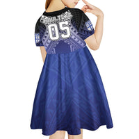 Custom Fiji Drua Kid Short Sleeve Dress Fijian Tapa Pattern