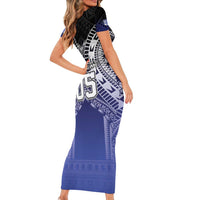 Custom Fiji Drua Short Sleeve Bodycon Dress Fijian Tapa Pattern