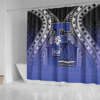 Fiji Drua Shower Curtain Fijian Tapa Pattern