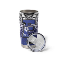 Custom Fiji Drua Tumbler Cup Fijian Tapa Pattern
