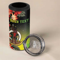 Aboriginal Dot Art Vanuatu Personalised 4 in 1 Can Cooler Tumbler Tropical Flowers