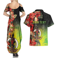 Aboriginal Dot Art Vanuatu Personalised Couples Matching Summer Maxi Dress and Hawaiian Shirt Tropical Flowers