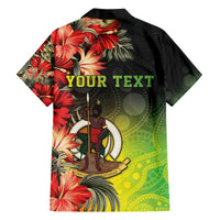 Aboriginal Dot Art Vanuatu Personalised Family Matching Off The Shoulder Long Sleeve Dress and Hawaiian Shirt Tropical Flowers