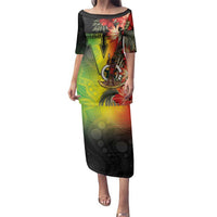 Aboriginal Dot Art Vanuatu Personalised Family Matching Puletasi and Hawaiian Shirt Tropical Flowers