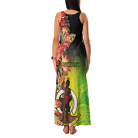 Aboriginal Dot Art Vanuatu Personalised Family Matching Tank Maxi Dress and Hawaiian Shirt Tropical Flowers