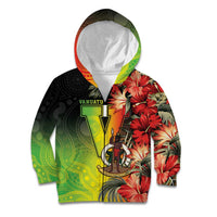 Aboriginal Dot Art Vanuatu Personalised Kid Hoodie Tropical Flowers