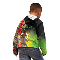 Aboriginal Dot Art Vanuatu Personalised Kid Hoodie Tropical Flowers