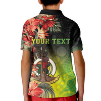 Aboriginal Dot Art Vanuatu Personalised Kid Polo Shirt Tropical Flowers