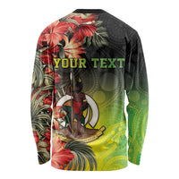 Aboriginal Dot Art Vanuatu Personalised Long Sleeve Shirt Tropical Flowers