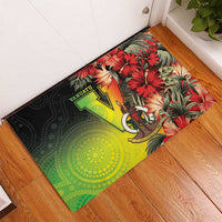 Aboriginal Dot Art Vanuatu Rubber Doormat Tropical Flowers
